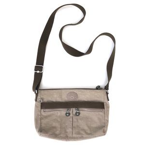 Kipling Angie Grey Olive Green Nylon Crossbody Bag